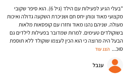 המלצה כתובה מענבל על סדנת השוקולד