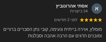 ביקורת חמישה כוכבים מאסתי אהרונוביץ